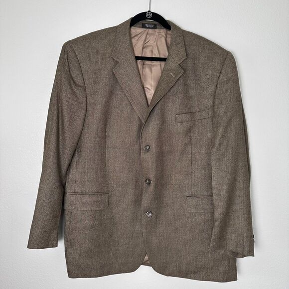 Stafford Mens Sport Coat Blazer Sise 46R Suit Jacket Brown Silk Wool - Picture 1 of 12
